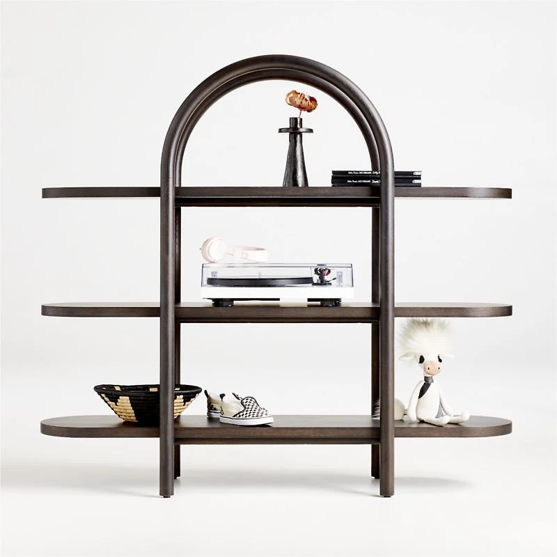 Canyon Black Wood Wide 3-Shelf Bookcase by Leanne Ford