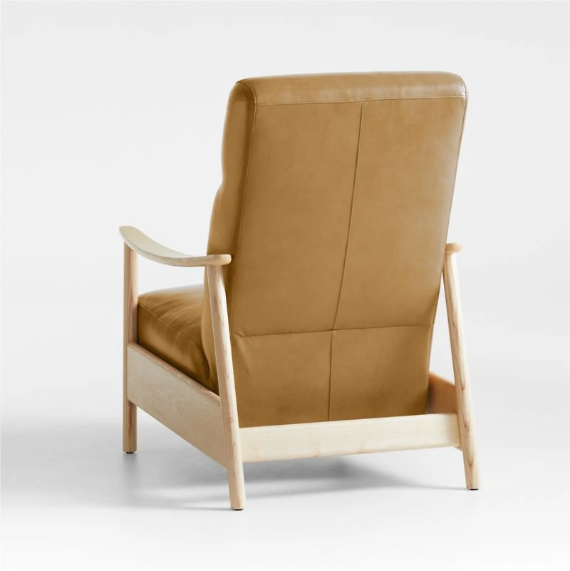 Domingo Leather Reclining Accent Chair with Wood Frame