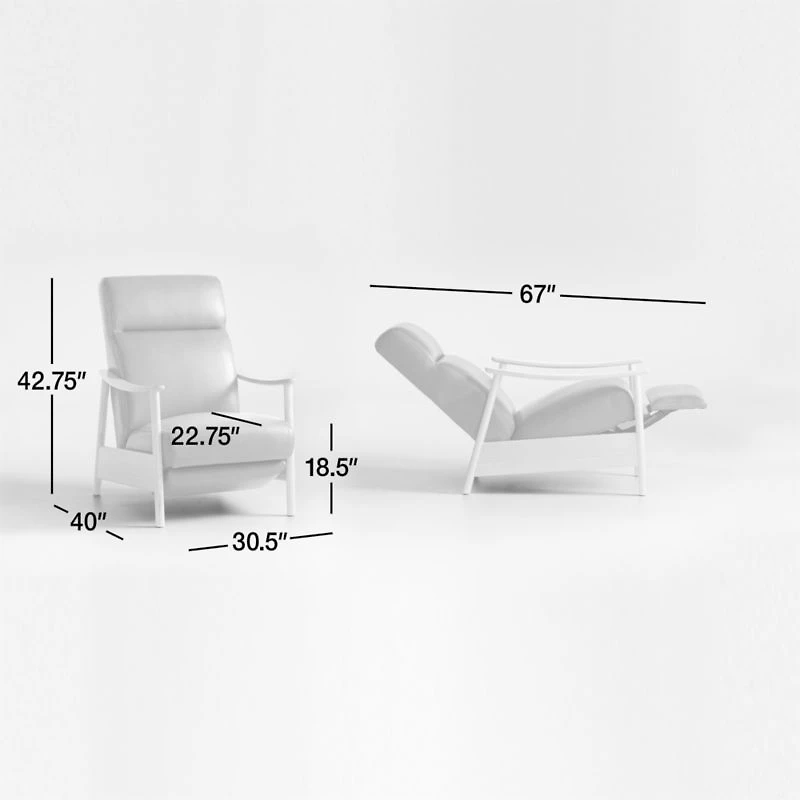 Domingo Leather Reclining Accent Chair with Wood Frame