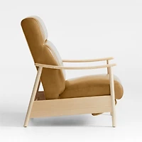 Domingo Leather Reclining Accent Chair with Wood Frame