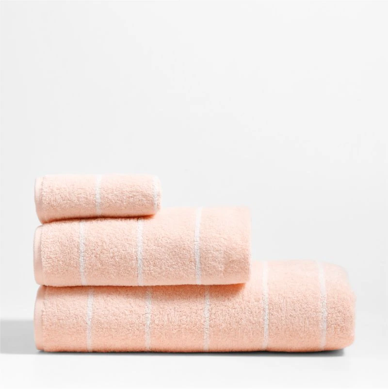 Dorm Turkish Organic Cotton Pale Pink Striped Hand Towel