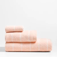 Dorm Turkish Organic Cotton Pale Pink Striped Hand Towel