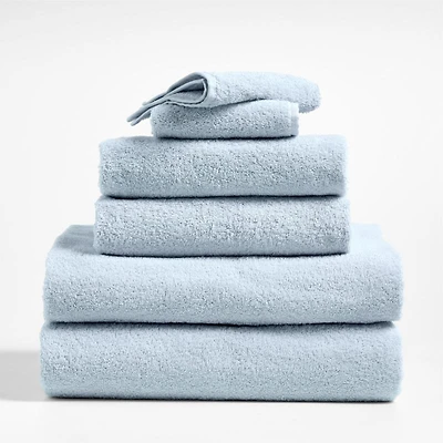 Dorm Turkish Organic Cotton Sky Blue Bath Towel, Set of 6