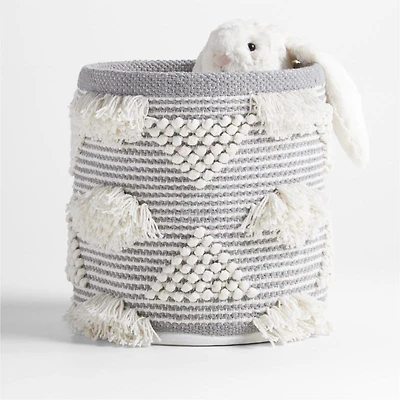 Dottie Grey Woven Macrame Kids Small Storage Bin
