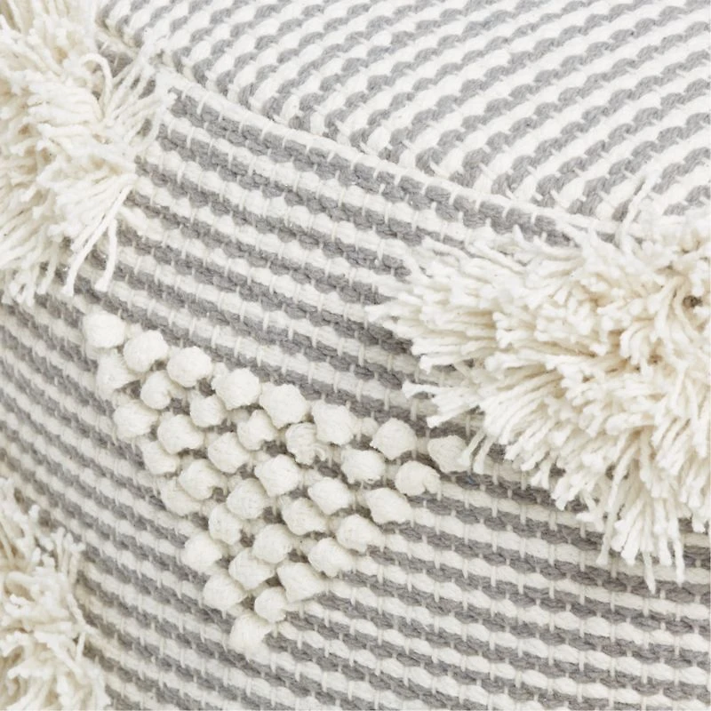 Dottie Grey Macramé Woven Kids Pouf