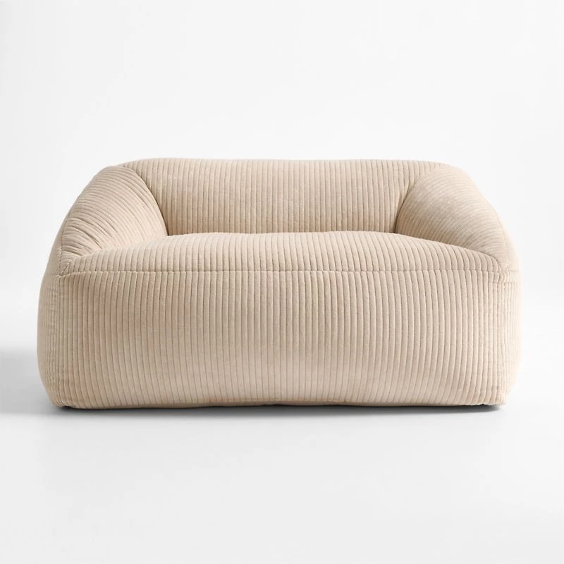Stone Tan Velvet Corduroy Kids Double Lounge Chair