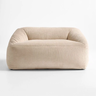 Stone Tan Velvet Corduroy Kids Double Lounge Chair