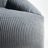 Smoke Blue Velvet Corduroy Kids Double Lounge Chair