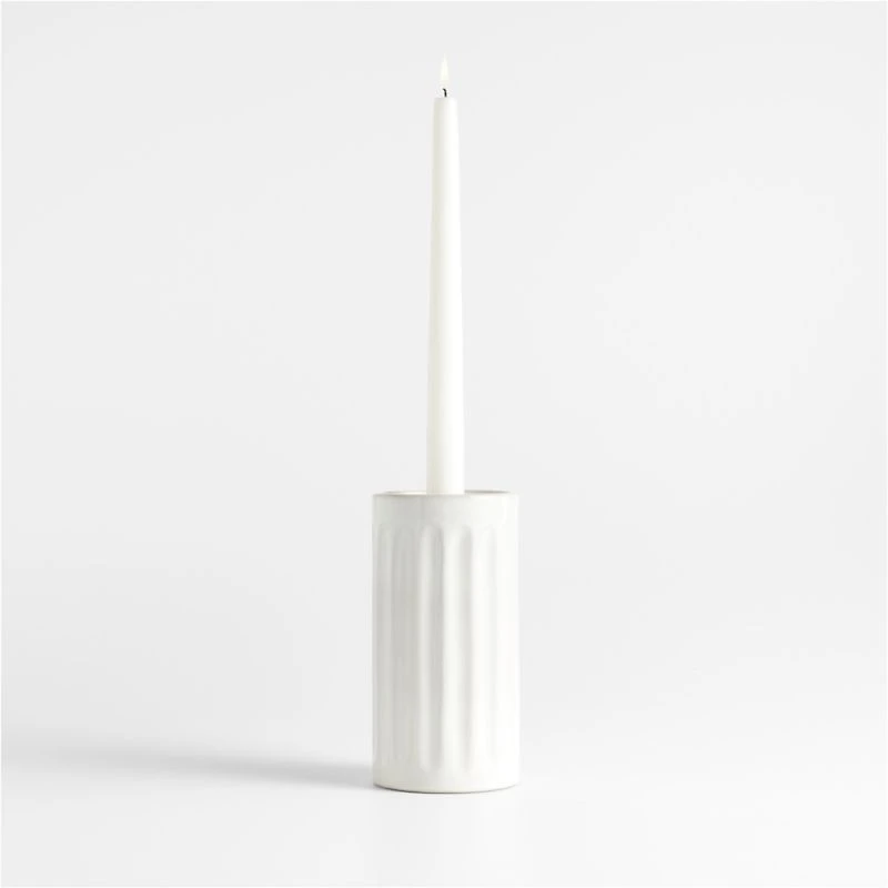 Dover White Ceramic Taper Candle Holder 7"