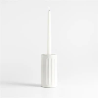 Dover White Ceramic Taper Candle Holder 7"