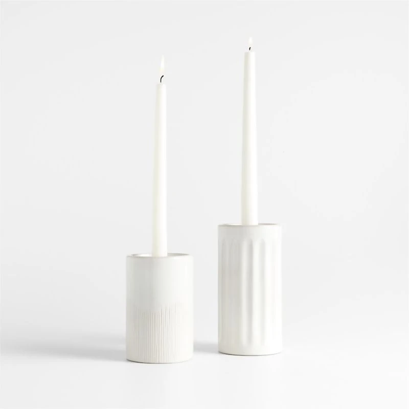 Dover White Ceramic Taper Candle Holder 7"