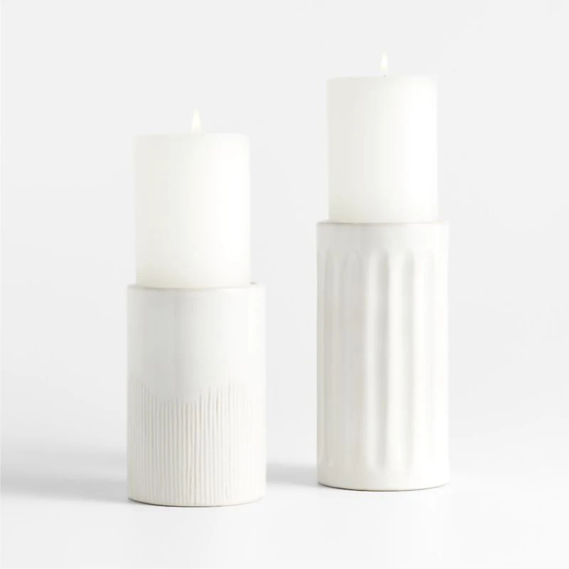 Dover White Ceramic Taper Candle Holder 7"