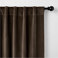 Deep Brown Cotton Velvet Window Curtain Panel 48"x84"