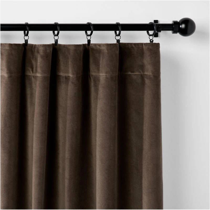 Deep Brown Cotton Velvet Window Curtain Panel 48"x84"