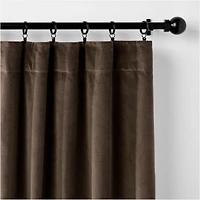 Deep Brown Cotton Velvet Window Curtain Panel 48"x84"
