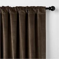 Deep Brown Cotton Velvet Window Curtain Panel 48"x84"