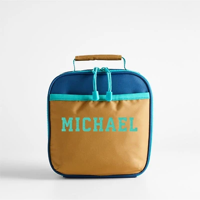 Dreamer Navy Blue and Ochre Colorblock Standard Soft Insulated Kids Lunch Box