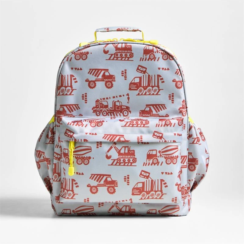 Dreamer Construction Trucks Large Kids Backpack with Side Pockets