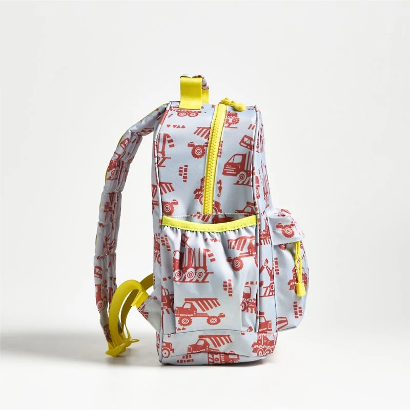 Dreamer Construction Trucks Medium Kids Backpack with Side Pockets