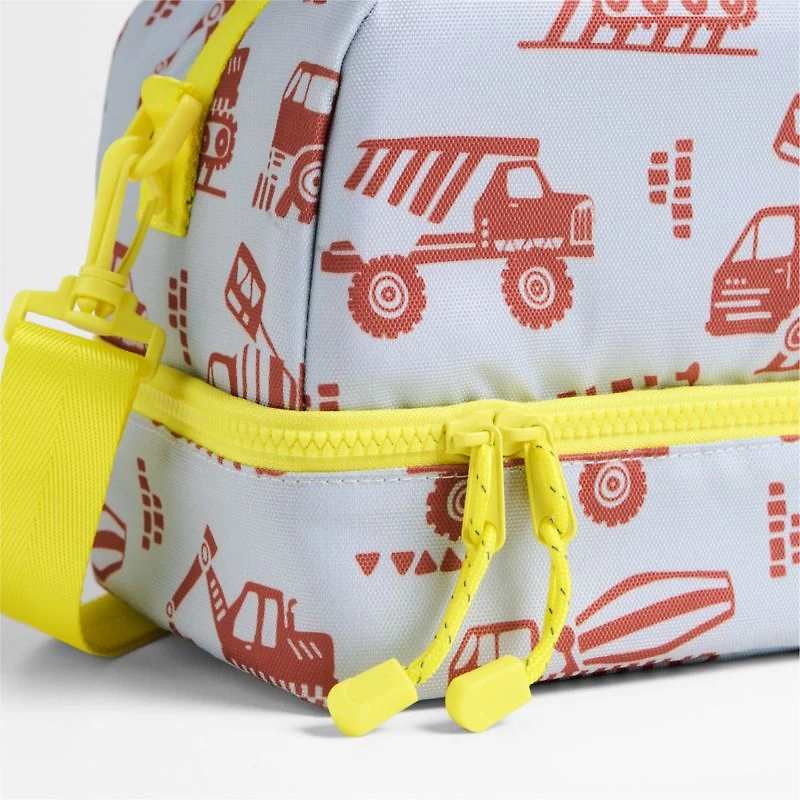 Dreamer Construction Trucks Dual Compartment Soft Insulated Kids Lunch Box