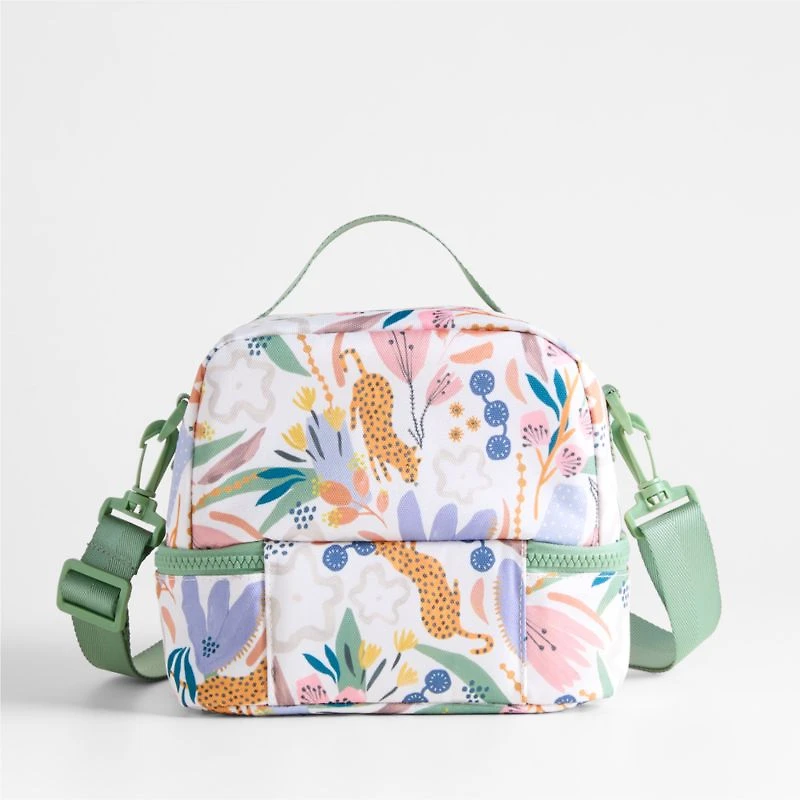 Dreamer Leopard Floral Dual Compartment Soft Insulated Kids Lunch Box