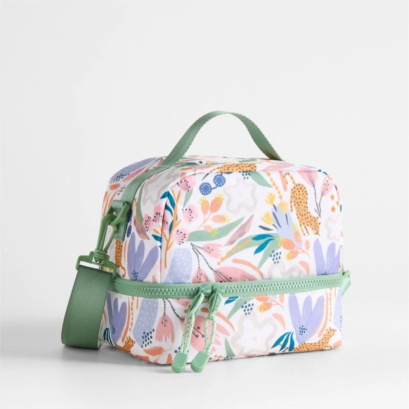 Dreamer Leopard Floral Dual Compartment Soft Insulated Kids Lunch Box