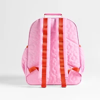 Dreamer Quilted Pink Flower Large Kids Backpack with Side Pockets