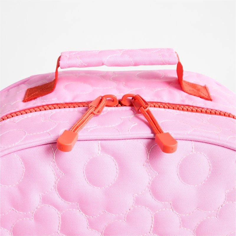 Dreamer Quilted Pink Flower Large Kids Backpack with Side Pockets