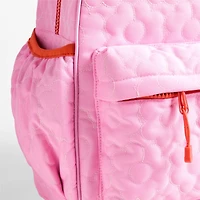 Dreamer Quilted Pink Flower Large Kids Backpack with Side Pockets