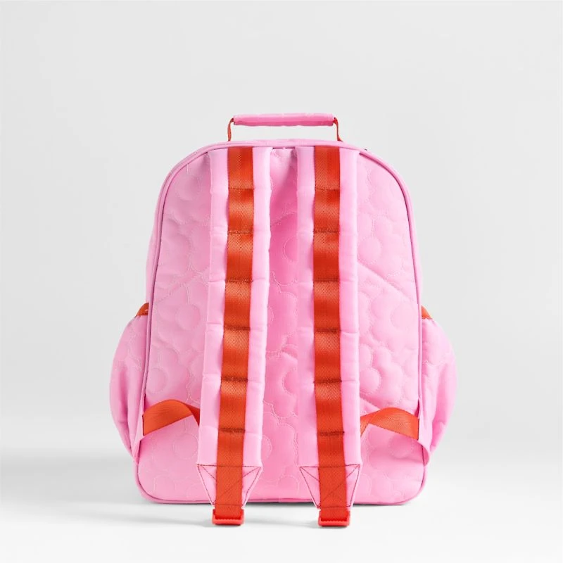 Dreamer Quilted Pink Flower Medium Kids Backpack with Side Pockets