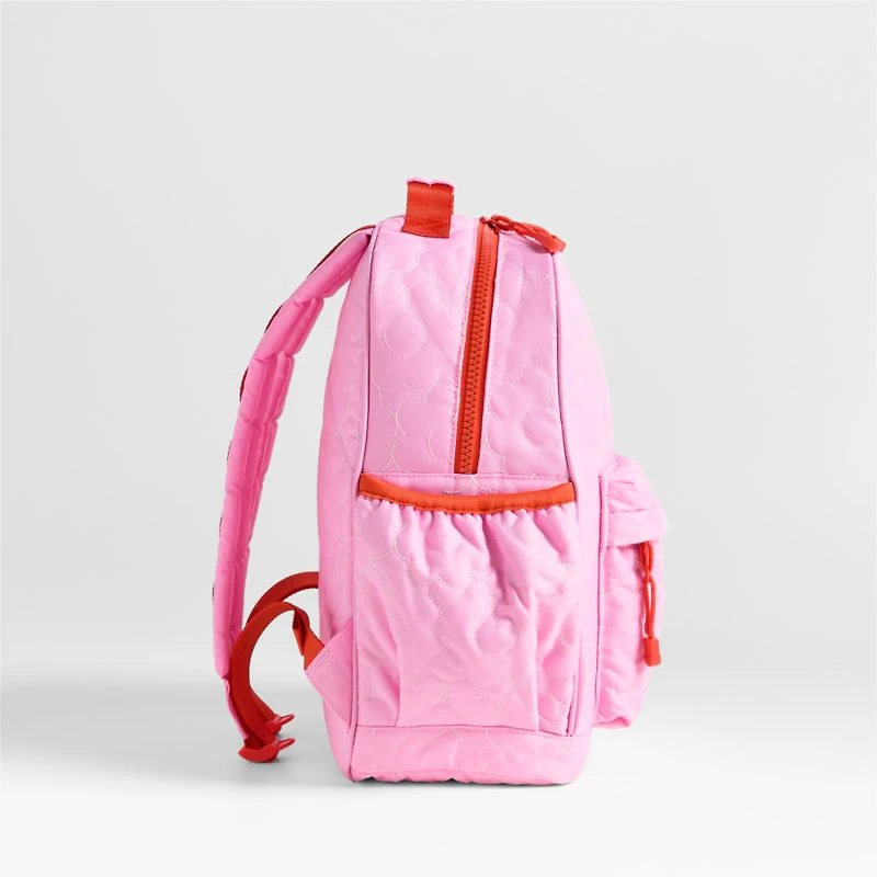 Dreamer Quilted Pink Flower Medium Kids Backpack with Side Pockets