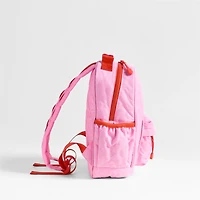 Dreamer Quilted Pink Flower Small Kids Backpack with Side Pockets