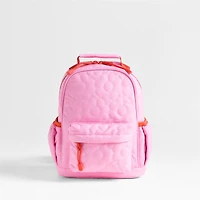 Dreamer Quilted Pink Flower Small Kids Backpack with Side Pockets