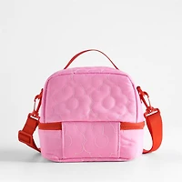 Dreamer Quilted Pink Flower Dual Compartment Soft Insulated Kids Lunch Box