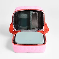 Dreamer Quilted Pink Flower Dual Compartment Soft Insulated Kids Lunch Box