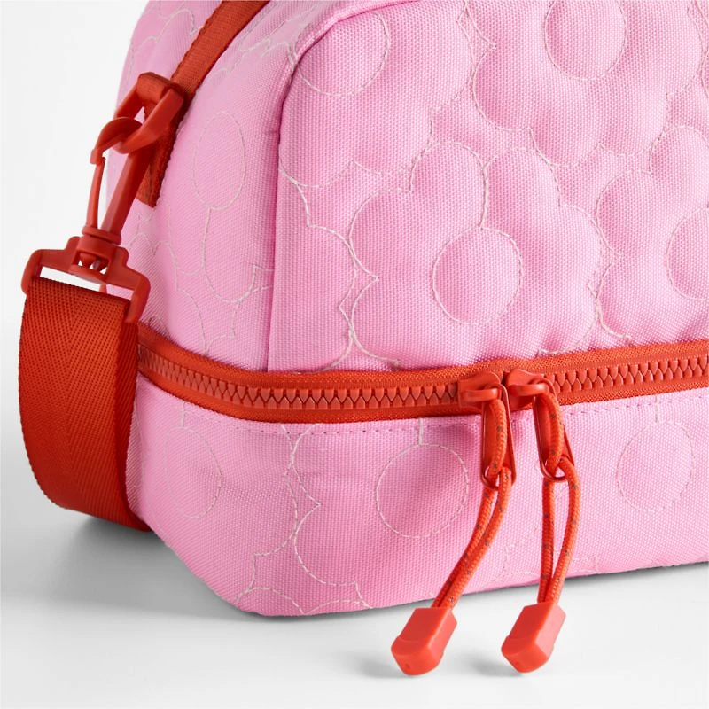 Dreamer Quilted Pink Flower Dual Compartment Soft Insulated Kids Lunch Box