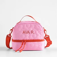 Dreamer Quilted Pink Flower Dual Compartment Soft Insulated Kids Lunch Box