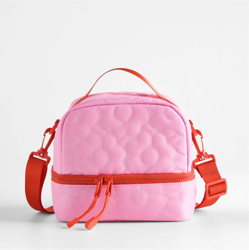 Dreamer Quilted Pink Flower Dual Compartment Soft Insulated Kids Lunch Box