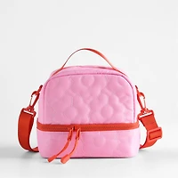 Dreamer Quilted Pink Flower Dual Compartment Soft Insulated Kids Lunch Box