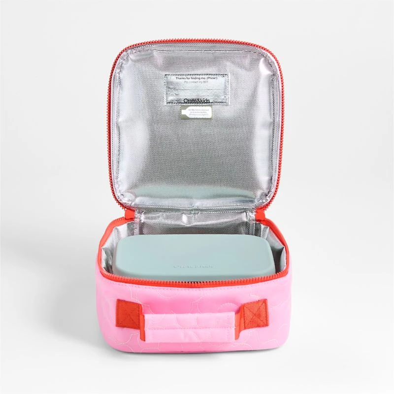 Dreamer Quilted Pink Flower Standard Soft Insulated Kids Lunch Box