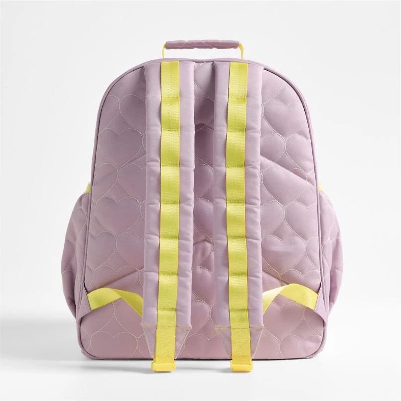 Dreamer Quilted Purple Heart Large Kids Backpack with Side Pockets