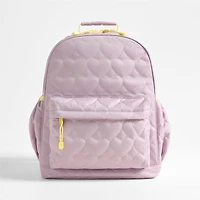 Dreamer Quilted Purple Heart Large Kids Backpack with Side Pockets