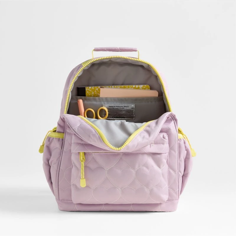 Dreamer Quilted Purple Heart Kids Backpack with Side Pockets