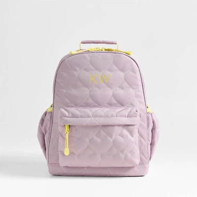 Dreamer Quilted Purple Heart Medium Kids Backpack with Side Pockets