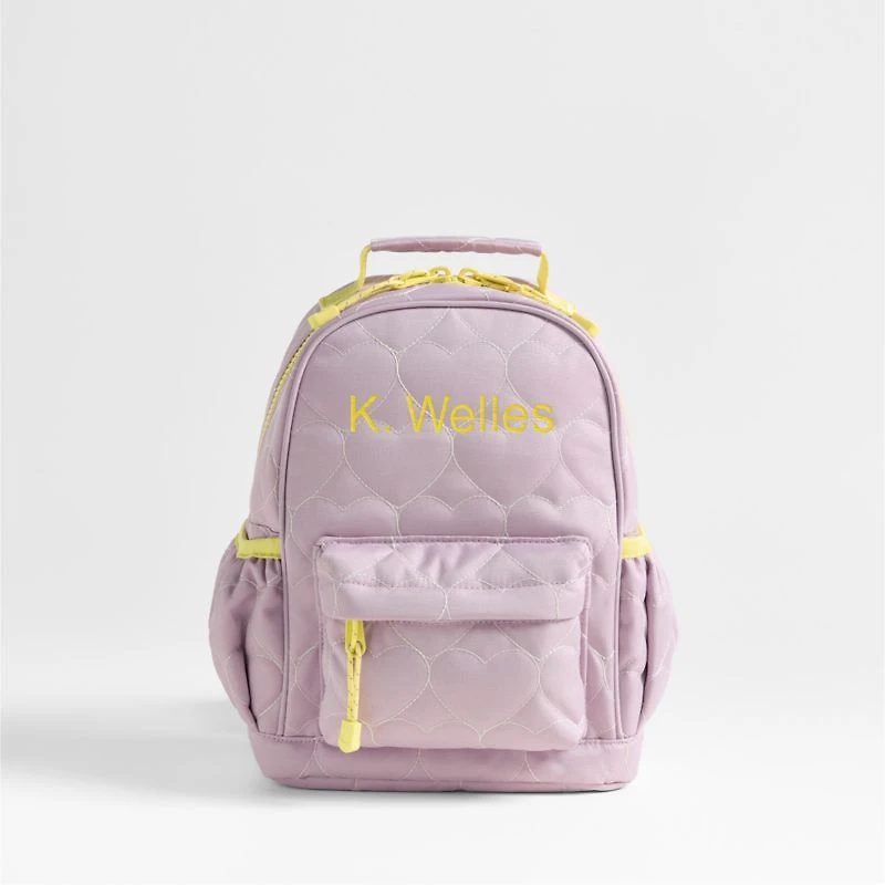 Dreamer Quilted Purple Heart Kids Backpack with Side Pockets