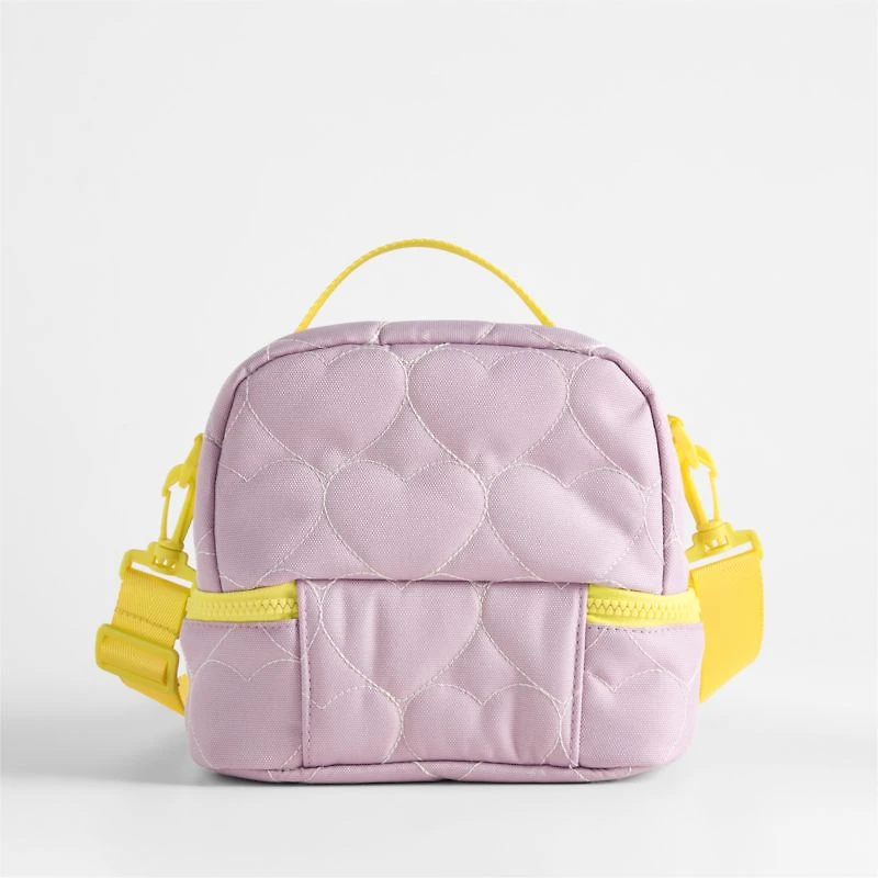 Dreamer Quilted Purple Heart Dual Compartment Soft Insulated Kids Lunch Box
