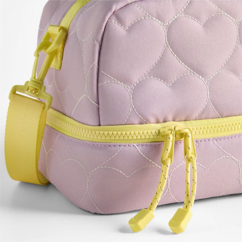 Dreamer Quilted Purple Heart Dual Compartment Soft Insulated Kids Lunch Box