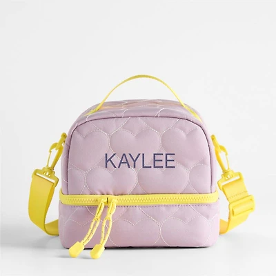 Dreamer Quilted Purple Heart Dual Compartment Soft Insulated Kids Lunch Box
