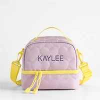 Dreamer Quilted Purple Heart Dual Compartment Soft Insulated Kids Lunch Box