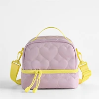 Dreamer Quilted Purple Heart Dual Compartment Soft Insulated Kids Lunch Box